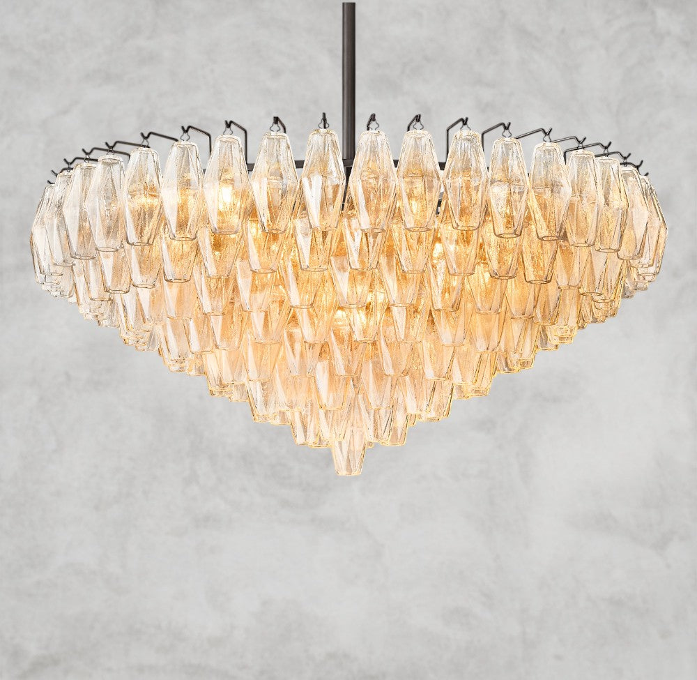 CHIARA CLEAR/ SMOKE GLASS TIERED ROUND CHANDELIER 37", 47", 62"